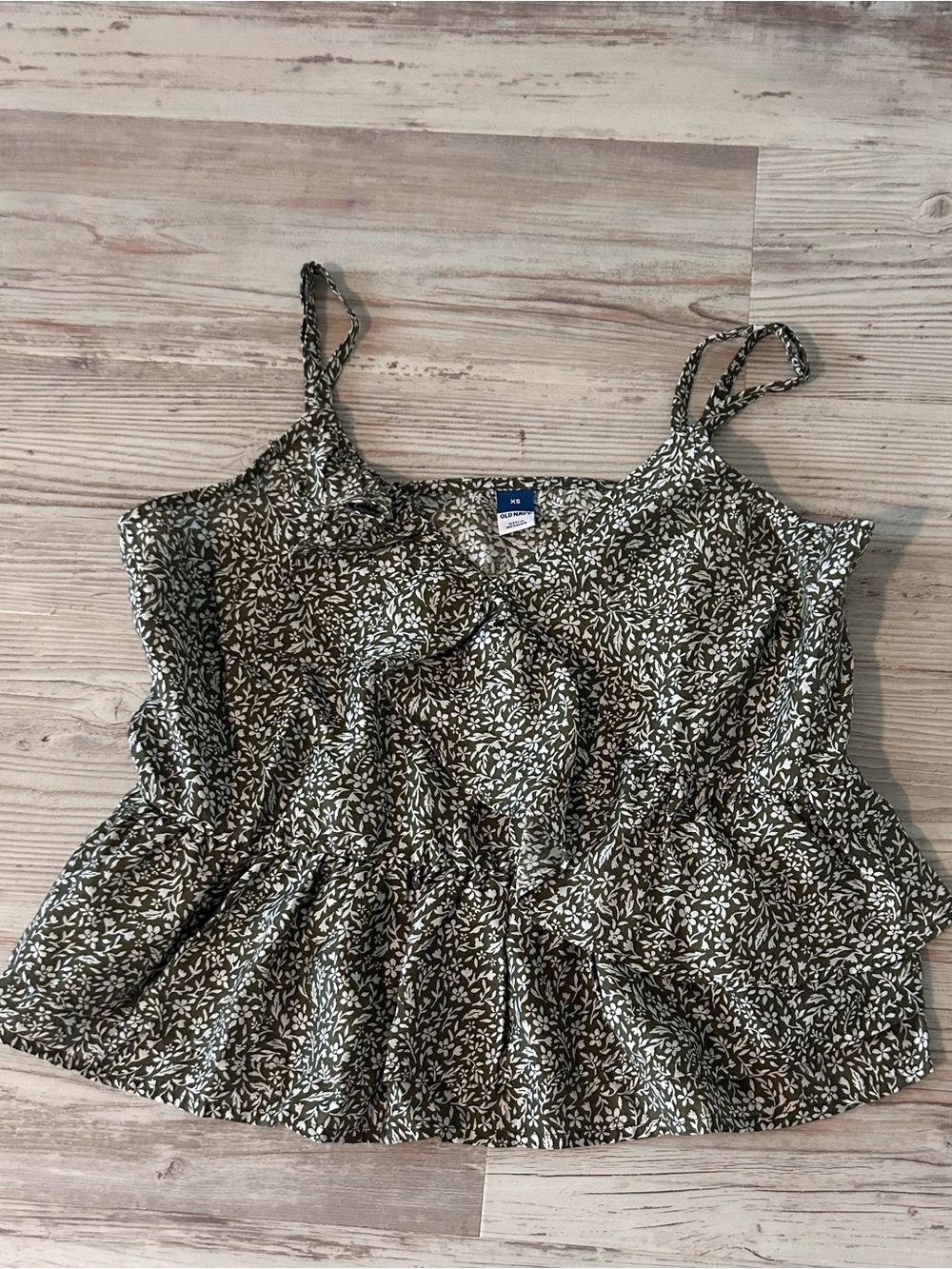 Old Navy Olive Green Floral Peplum Cami